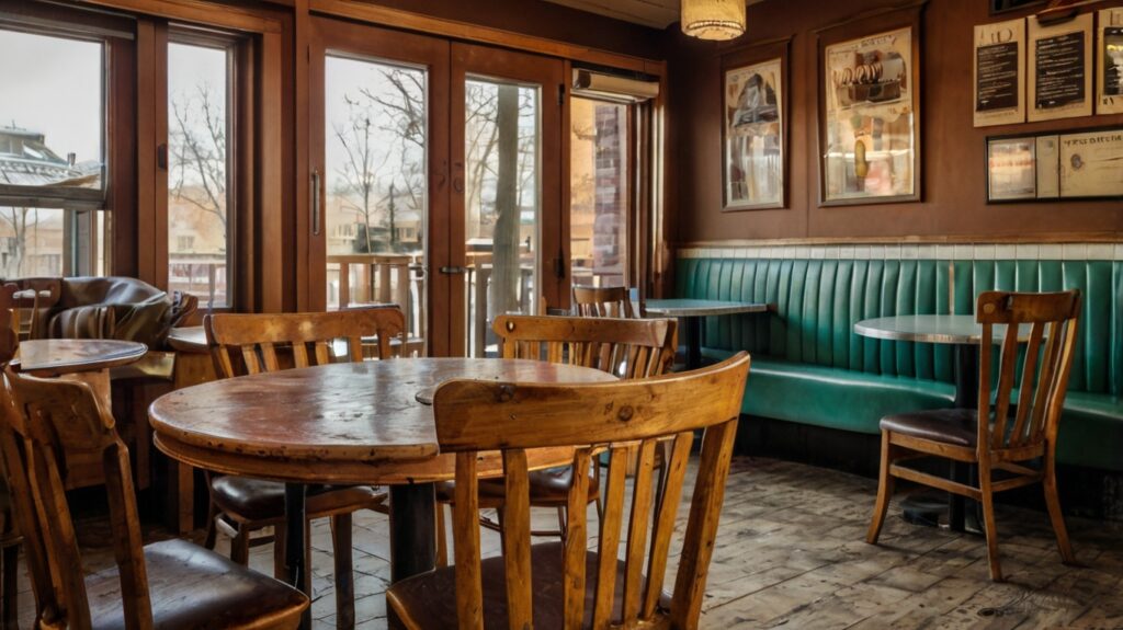 Chaises en bois dans un café