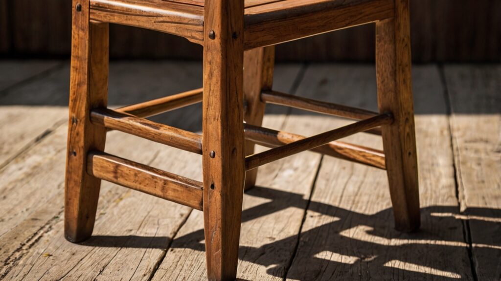 Les pieds d'une chaise en bois