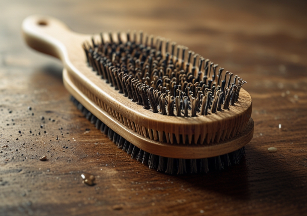 Brosse à cheveux sale avec des bactéries